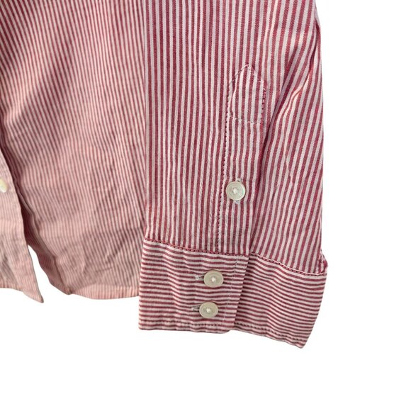Banana Republic Factory Striped V-Neck Button Down Shirt Size Medium - Picture 6 of 6